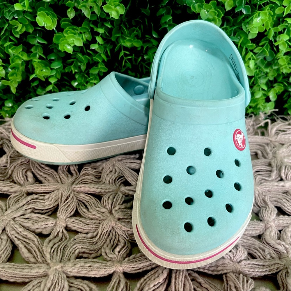 Crocs Kids Crocband Clogs Ice Blue and Candy Pink Size C12 C13 - Picture 3 of 10